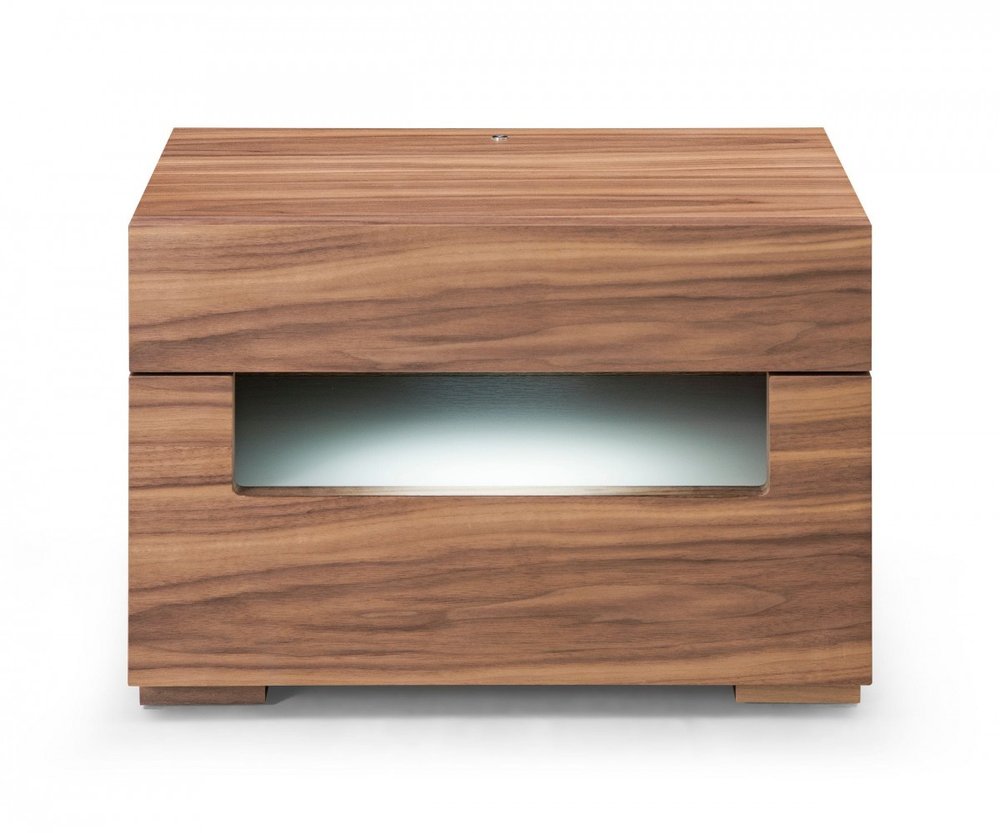 16" Wood Lighted Two Drawer Nightstand HomeRoots