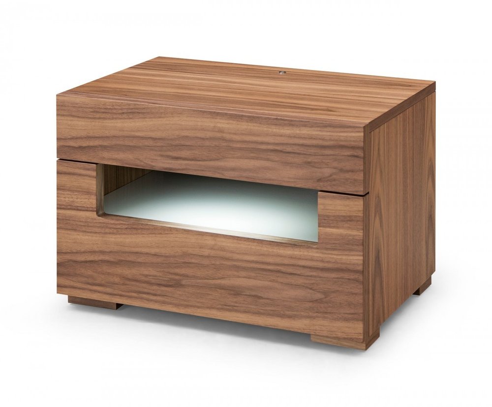16" Wood Lighted Two Drawer Nightstand HomeRoots