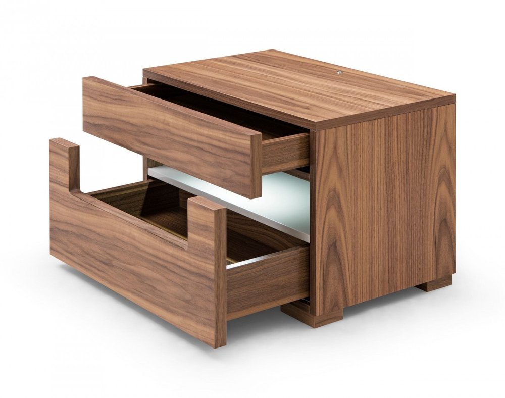 16" Wood Lighted Two Drawer Nightstand HomeRoots