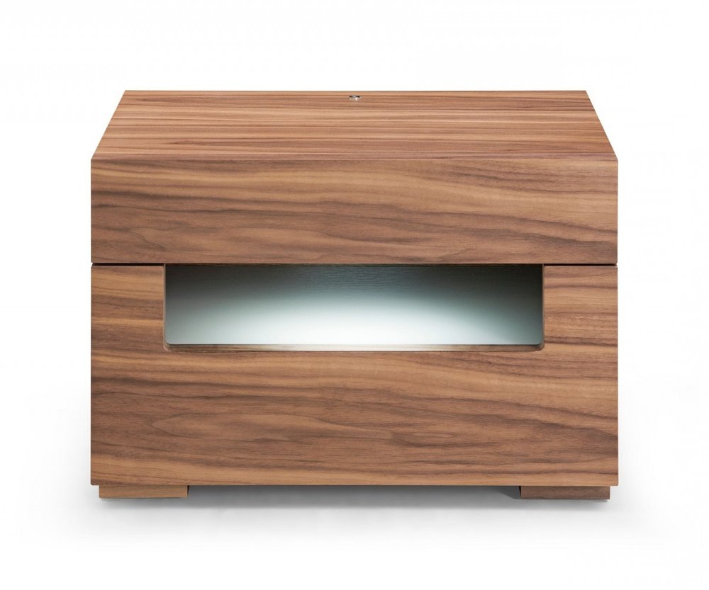 16" Wood Lighted Two Drawer Nightstand HomeRoots