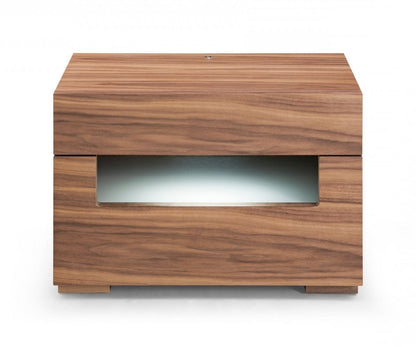 16" Wood Lighted Two Drawer Nightstand HomeRoots