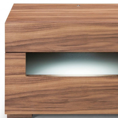 16" Wood Lighted Two Drawer Nightstand HomeRoots