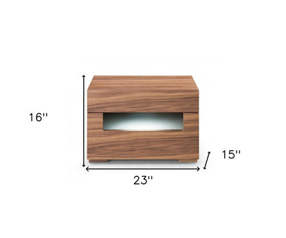 16" Wood Lighted Two Drawer Nightstand HomeRoots