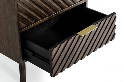 24" Solid Wood and Wood Two Drawer Nightstand HomeRoots