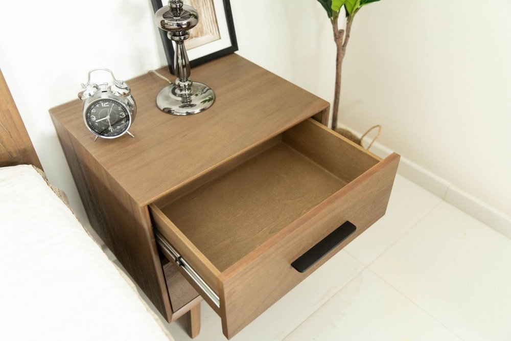 24" Solid Wood and Wood Two Drawer Nightstand HomeRoots