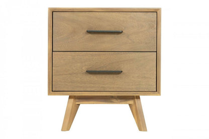 24" Solid Wood and Wood Two Drawer Nightstand HomeRoots