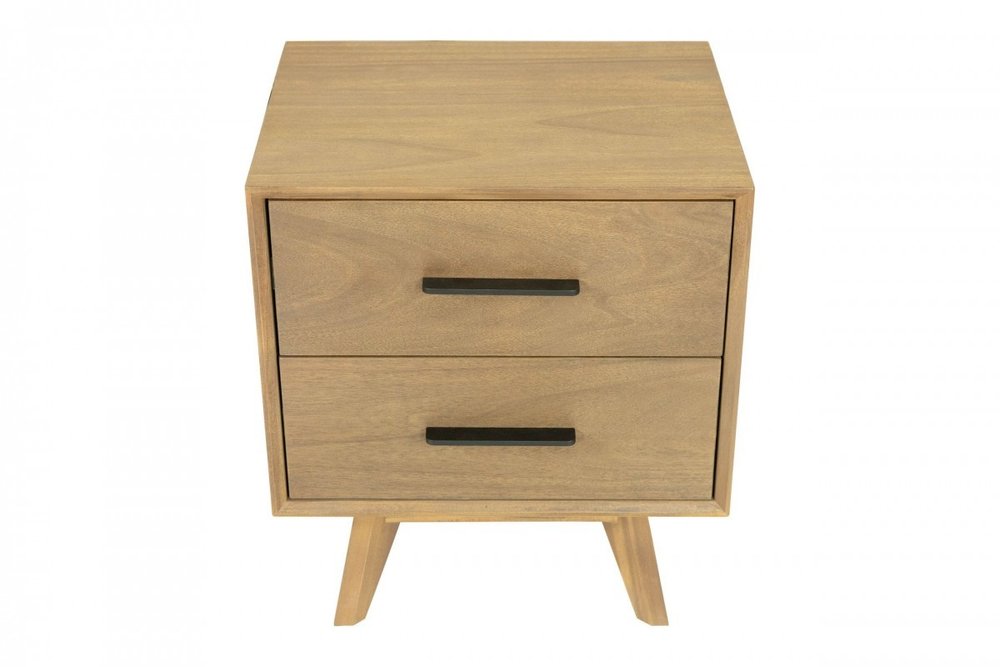 24" Solid Wood and Wood Two Drawer Nightstand HomeRoots