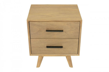 24" Solid Wood and Wood Two Drawer Nightstand HomeRoots