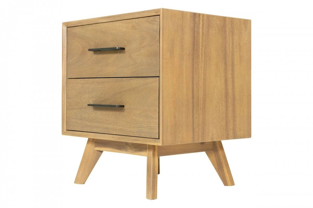 24" Solid Wood and Wood Two Drawer Nightstand HomeRoots