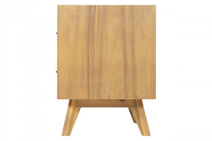 24" Solid Wood and Wood Two Drawer Nightstand HomeRoots