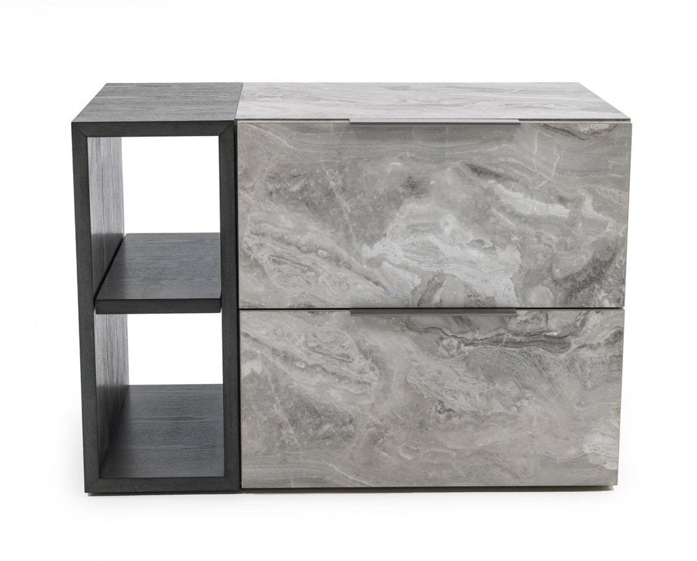 18" Wood Two Drawer Nightstand HomeRoots