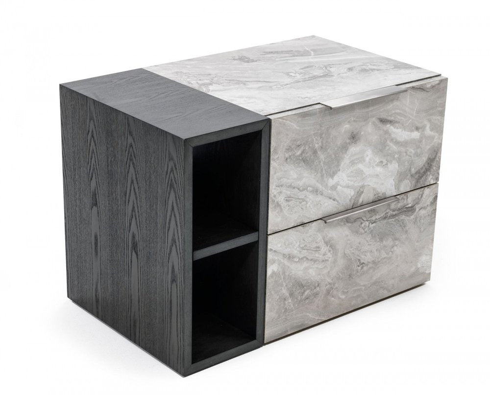 18" Wood Two Drawer Nightstand HomeRoots