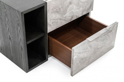 18" Wood Two Drawer Nightstand HomeRoots
