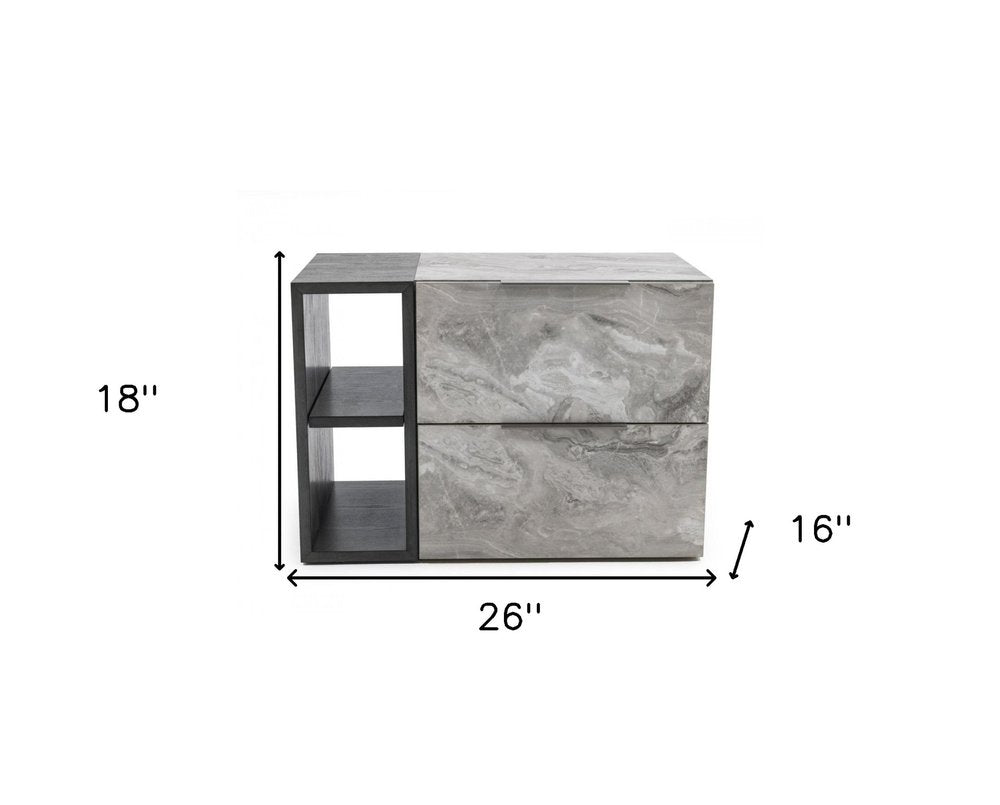 18" Wood Two Drawer Nightstand HomeRoots