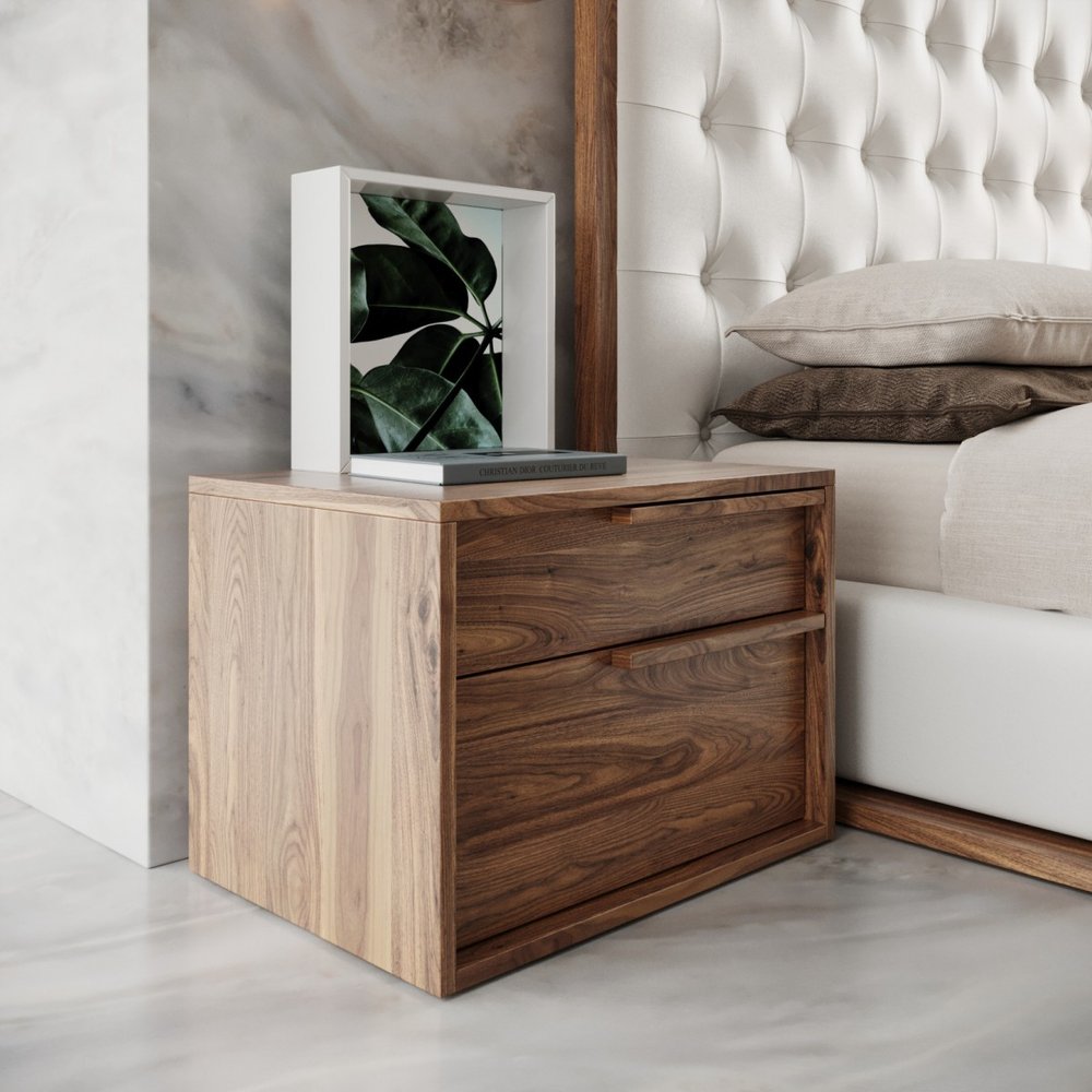 18" Wood Two Drawer Nightstand — view 1