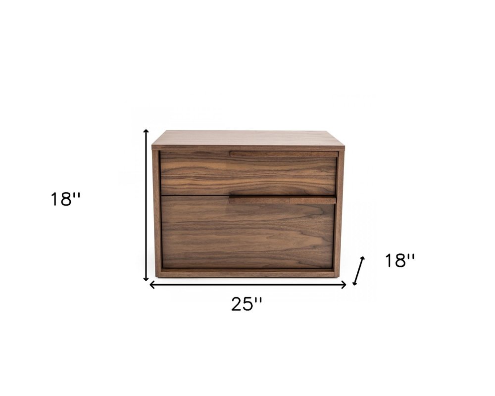 18" Wood Two Drawer Nightstand HomeRoots