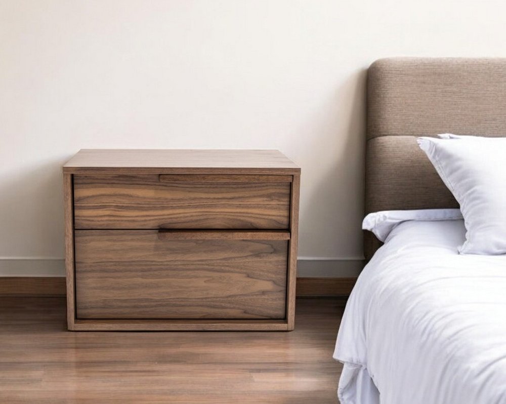 18" Wood Two Drawer Nightstand HomeRoots