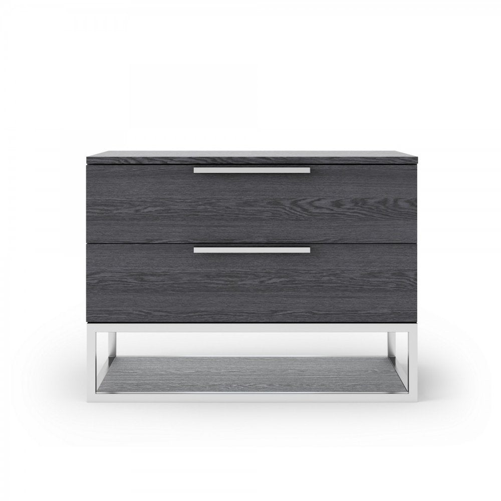 22" Gray Two Drawers Solid Wood Nightstand HomeRoots