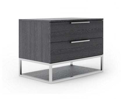 22" Gray Two Drawers Solid Wood Nightstand HomeRoots