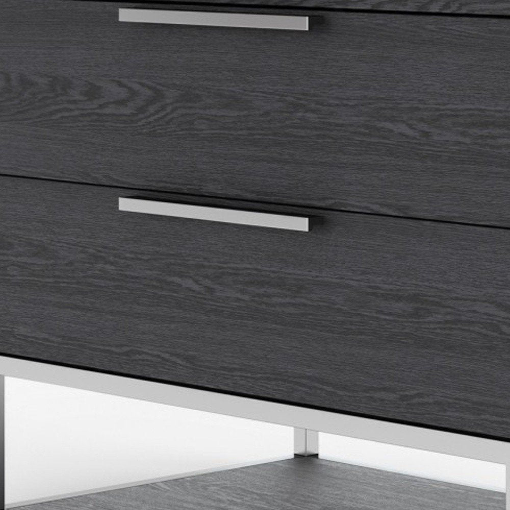 22" Gray Two Drawers Solid Wood Nightstand — view 7