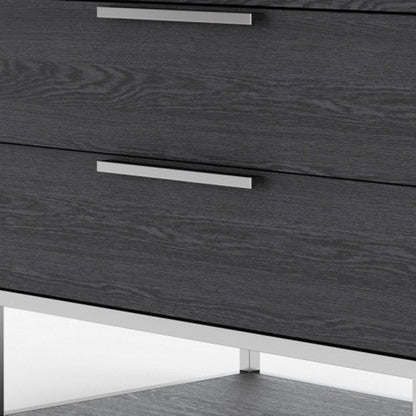 22" Gray Two Drawers Solid Wood Nightstand HomeRoots