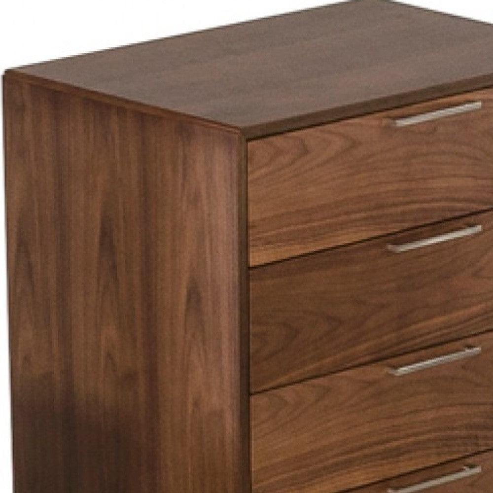 30" Walnut Solid Wood Five Drawer Chest - FurniFindUSA