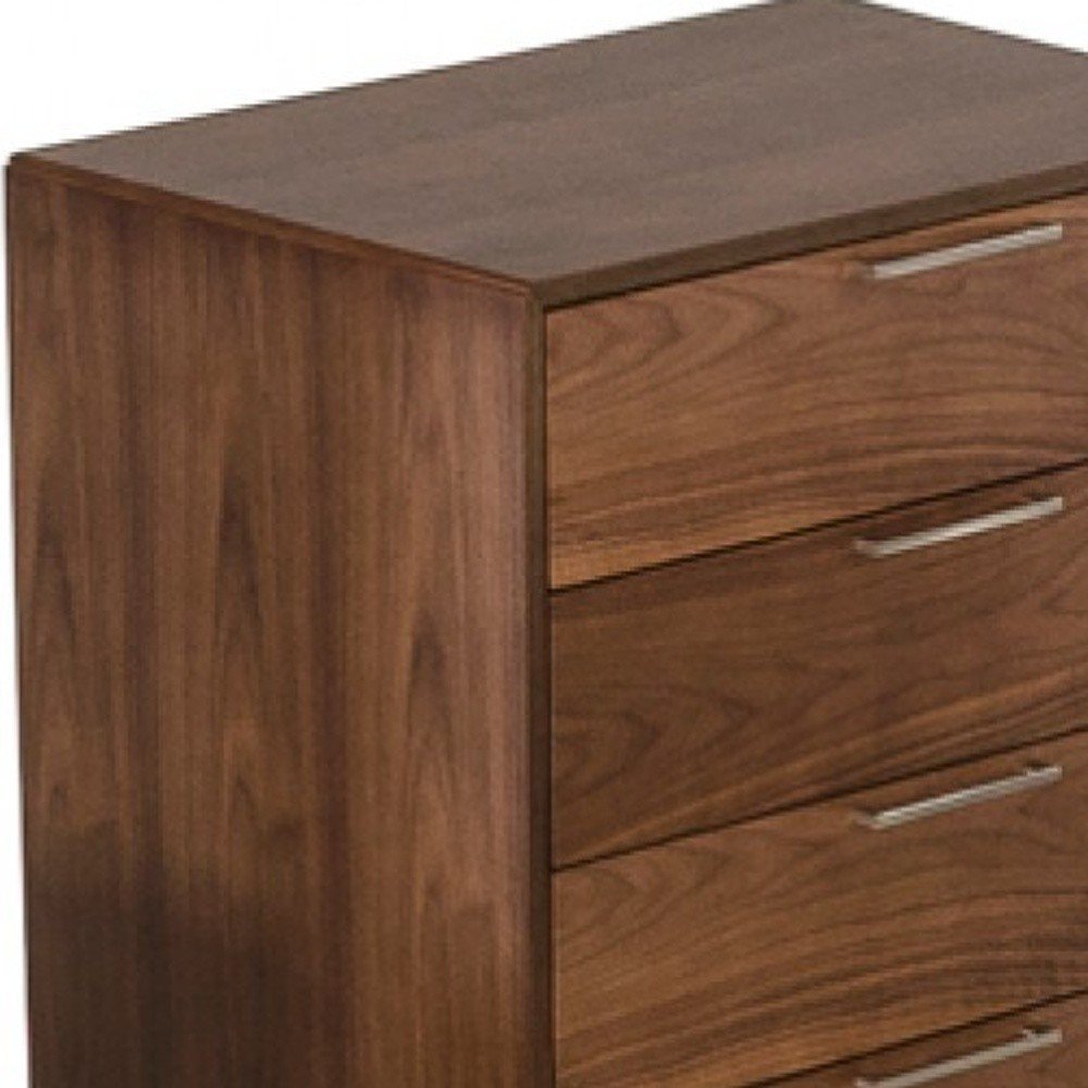 30" Walnut Solid Wood Five Drawer Chest HomeRoots