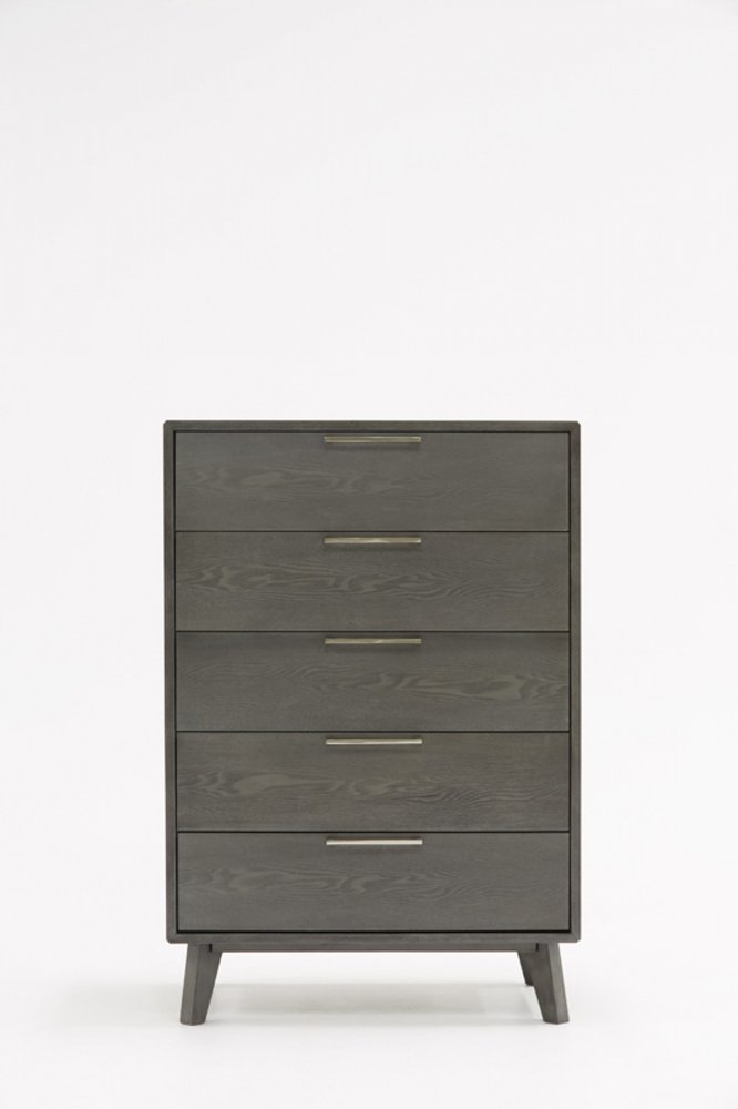 30" Grey Wash Solid Wood Five Drawer Chest HomeRoots