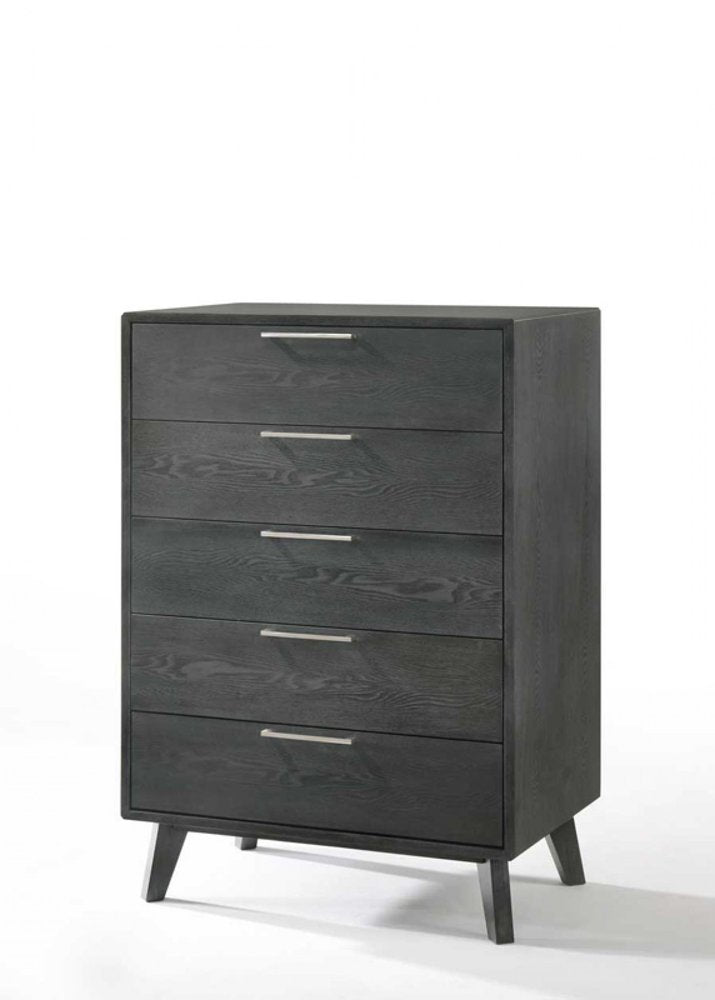 30" Grey Wash Solid Wood Five Drawer Chest - FurniFindUSA