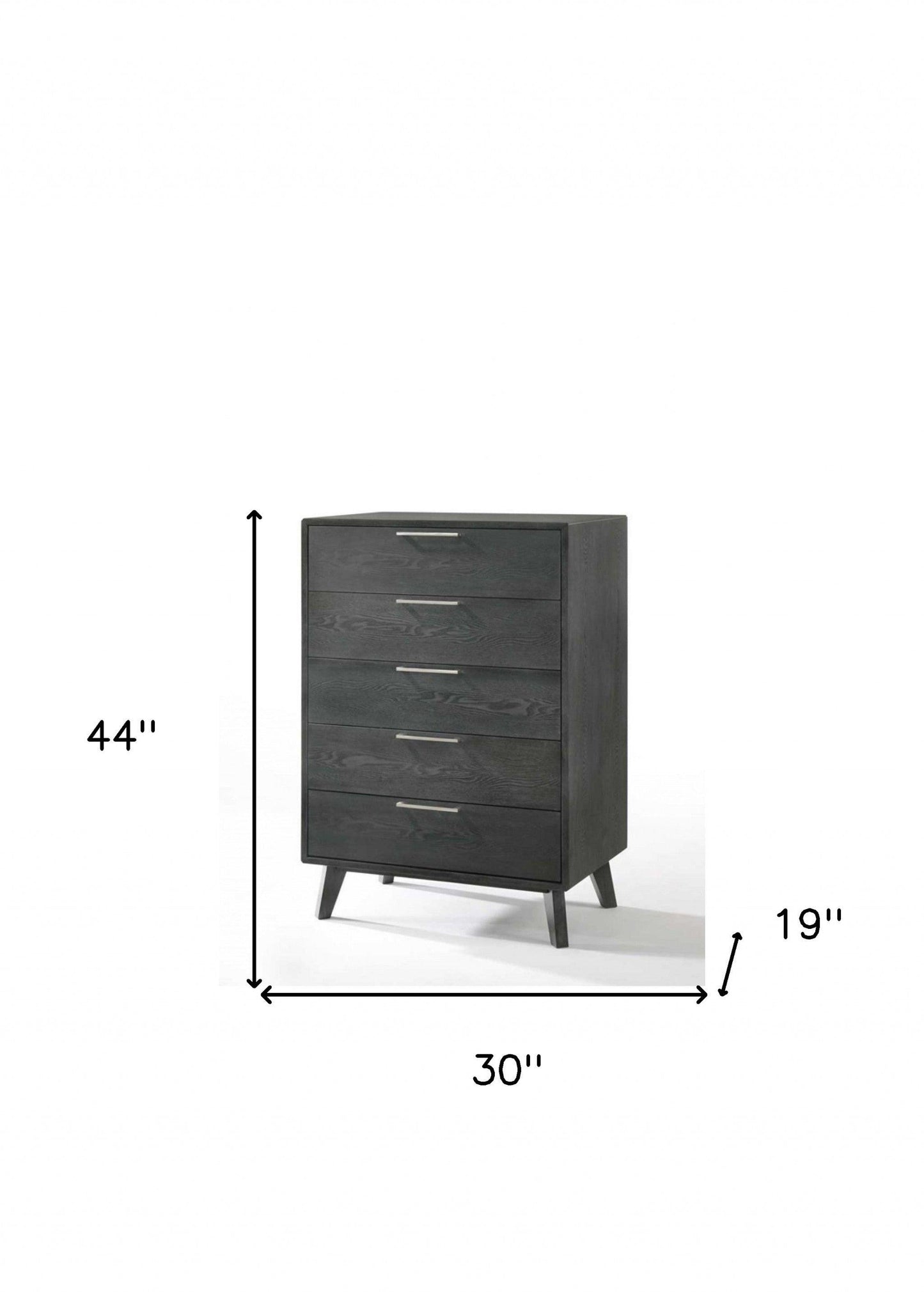 30" Grey Wash Solid Wood Five Drawer Chest - FurniFindUSA