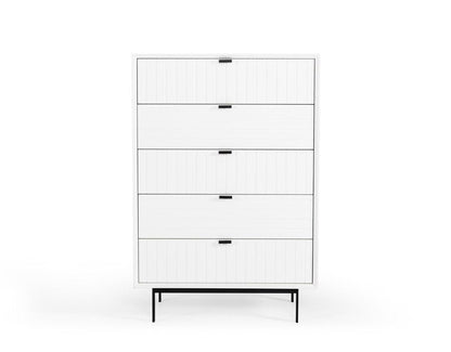 30" White Solid Wood Five Drawer Chest - FurniFindUSA