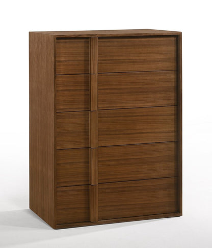 36" Walnut Brown Wood Contemporary Five Drawer Dresser HomeRoots