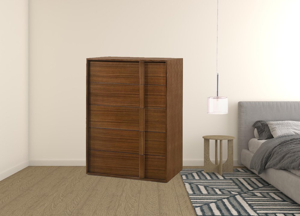 36" Walnut Brown Wood Contemporary Five Drawer Dresser HomeRoots