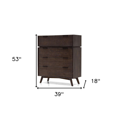 39" Acacia Solid Wood Four Drawer Dresser - FurniFindUSA