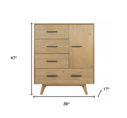 39" Walnut Solid Wood Four Drawer Gentlemans Chest HomeRoots