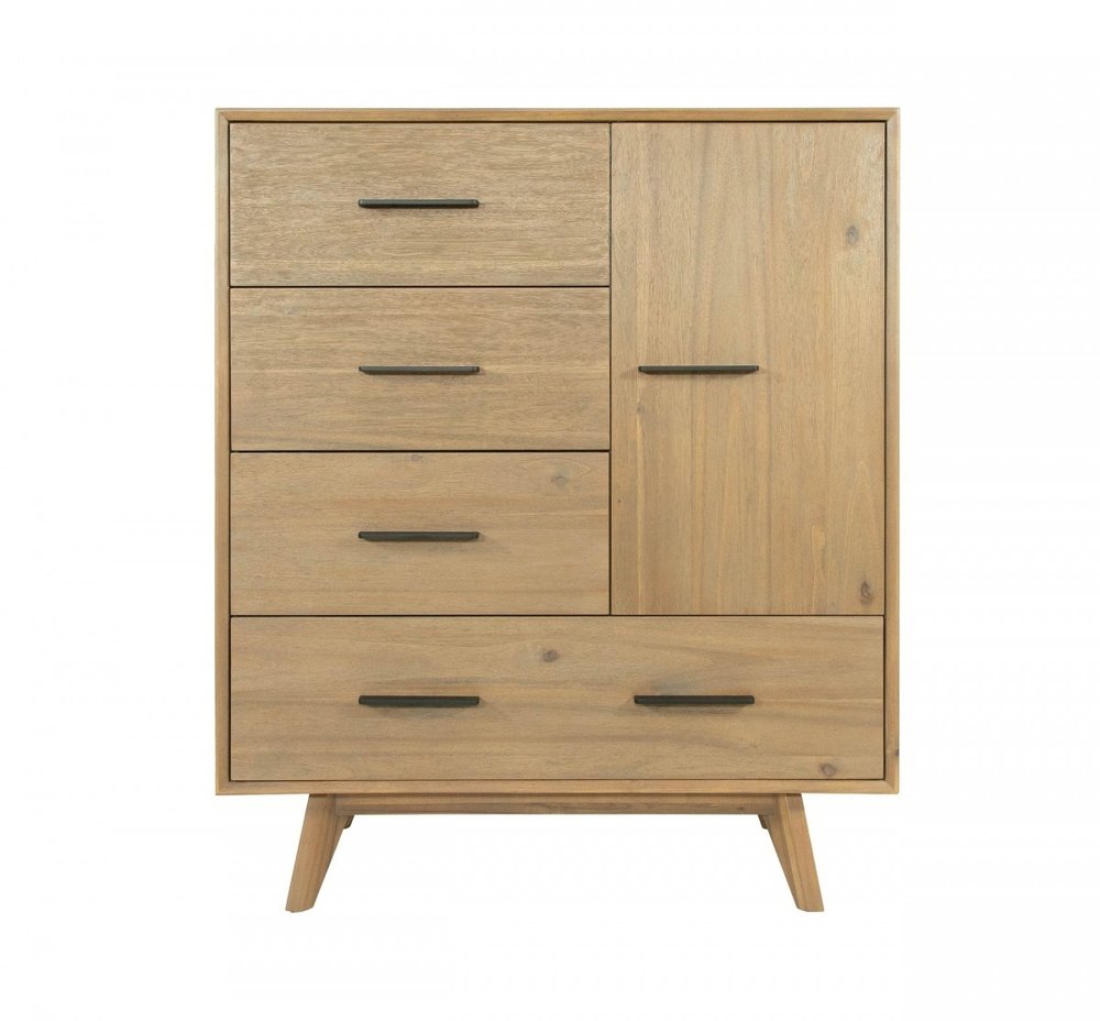 39" Walnut Solid Wood Four Drawer Gentlemans Chest HomeRoots