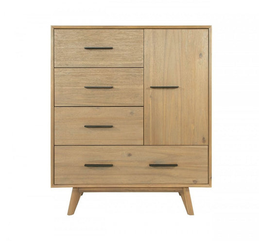 39" Walnut Solid Wood Four Drawer Gentlemans Chest HomeRoots