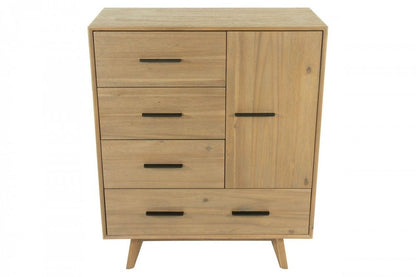 39" Walnut Solid Wood Four Drawer Gentlemans Chest HomeRoots