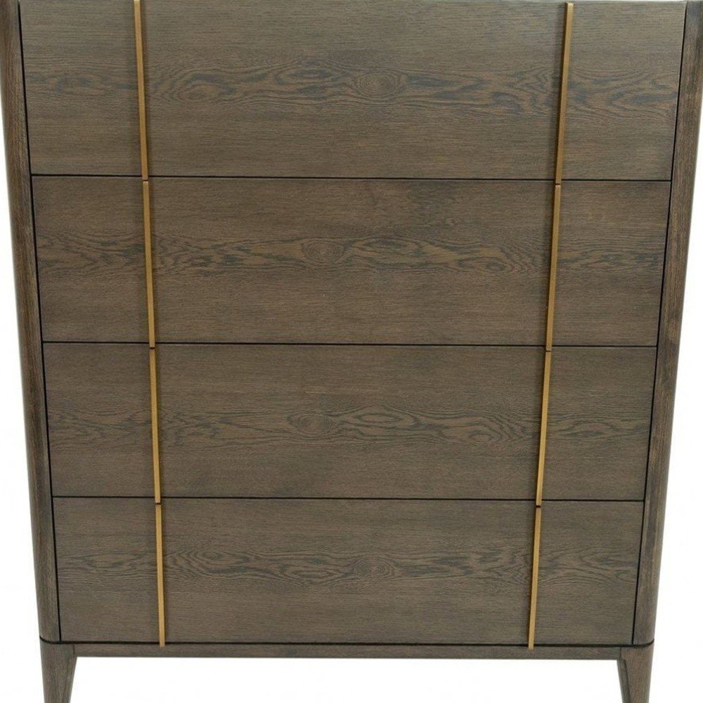 39" Dark Brown Solid Wood Four Drawer Dresser — view 3