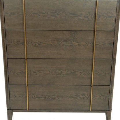 39" Dark Brown Solid Wood Four Drawer Dresser