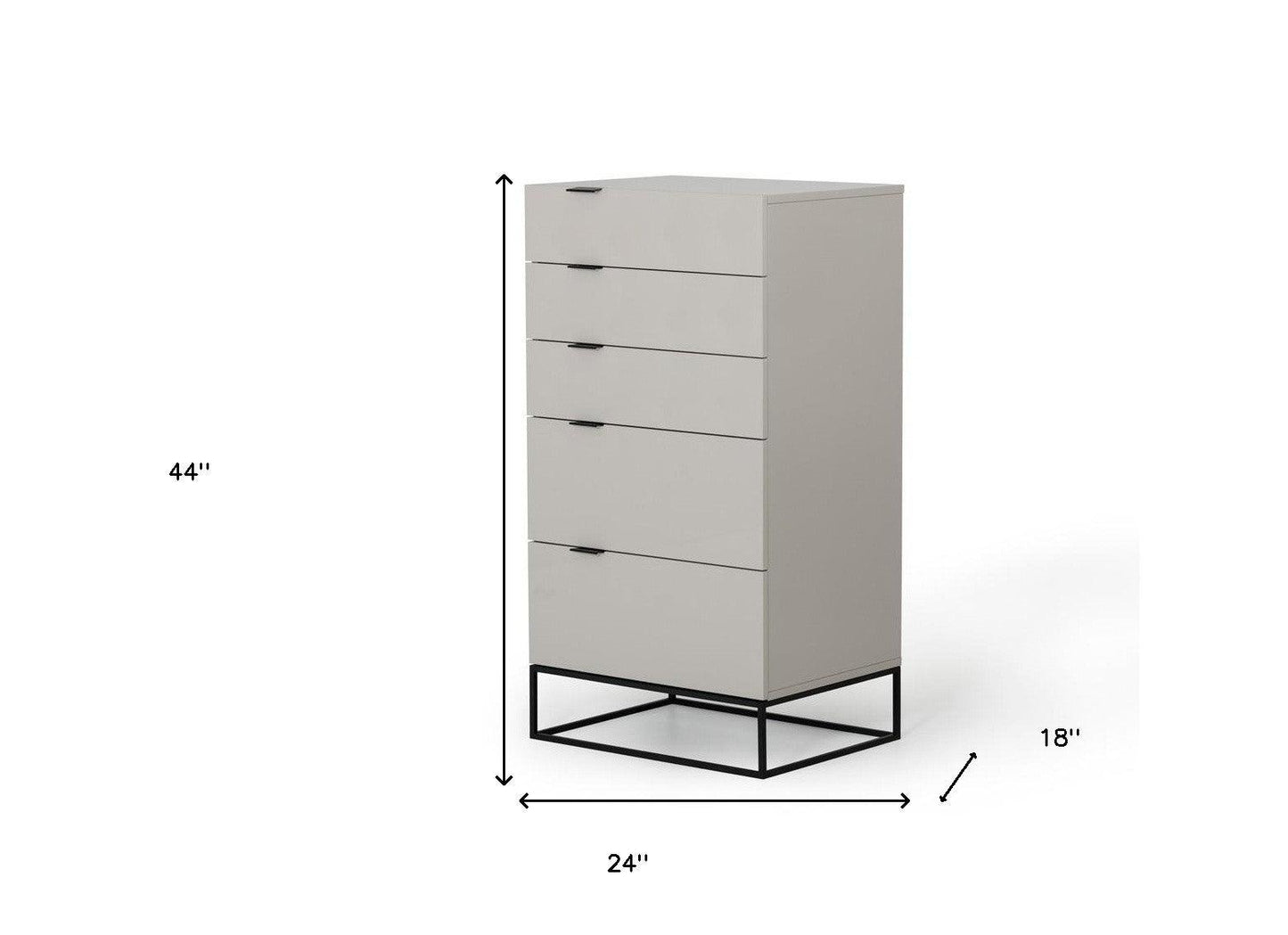 24" Grey Manufactured Wood Five Drawer Chest - FurniFindUSA