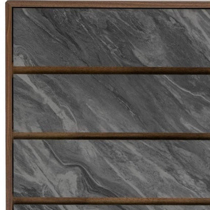 30" Walnut And Grey Manufactured Wood Five Drawer Chest HomeRoots