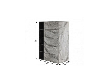 35" Grey Manufactured Wood Five Drawer Chest HomeRoots