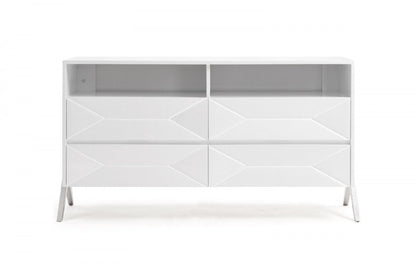 61" White Manufactured Wood Four Drawer Double Dresser HomeRoots