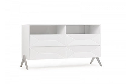 61" White Manufactured Wood Four Drawer Double Dresser HomeRoots