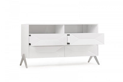 61" White Manufactured Wood Four Drawer Double Dresser HomeRoots