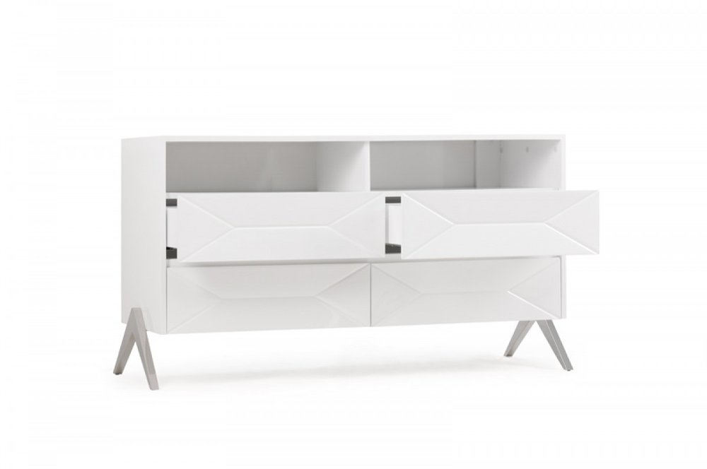 61" White Manufactured Wood Four Drawer Double Dresser HomeRoots