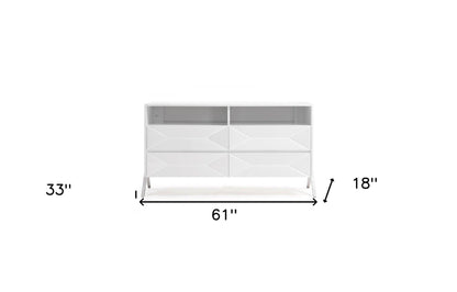 61" White Manufactured Wood Four Drawer Double Dresser - FurniFindUSA