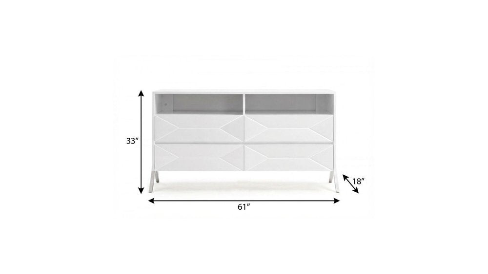 61" White Manufactured Wood Four Drawer Double Dresser HomeRoots