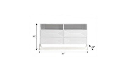 61" White Manufactured Wood Four Drawer Double Dresser HomeRoots
